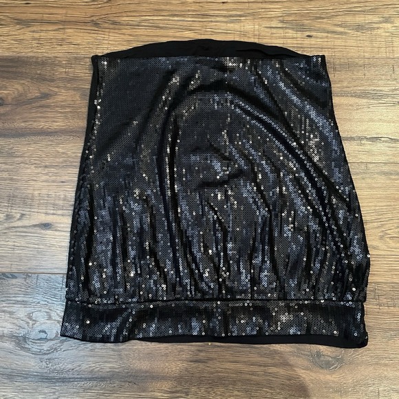 RW CO Black Sequins Tube Top Womens XS Y2K 2000s Coquette‎ Going Out Party Club - Picture 4 of 6